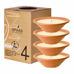Voorkant 20 4x Ronde Vuurpot Large - Set Van 4 - Oranje Terracotta - SPAAS