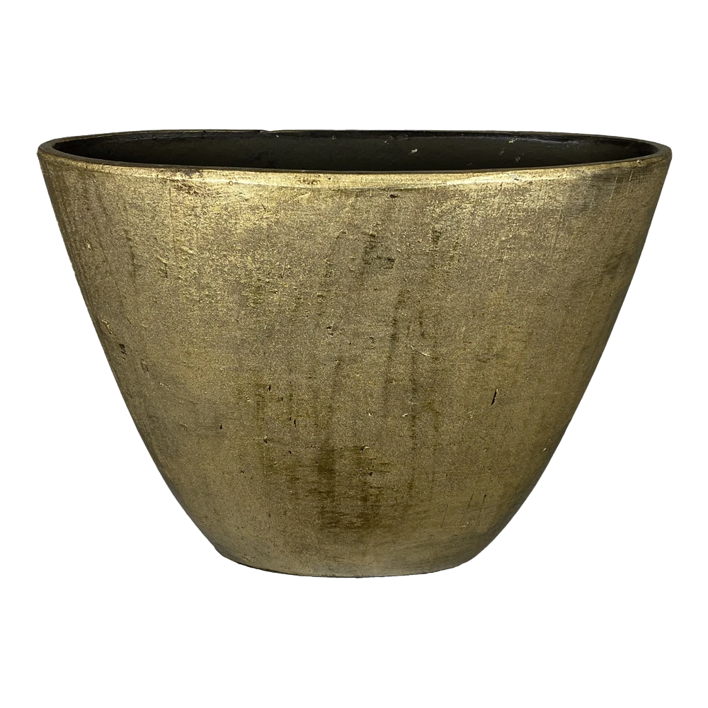 Bloempot Kos Ovaal - L39 X B20 X H31cm - Goud 3 Bloempot Kos Ovaal - L39 X B20 X H31cm - Goud