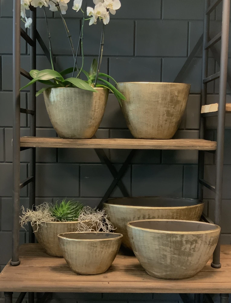 Bloempot Kos Ovaal - L39 X B20 X H31cm - Goud 5 Bloempot Kos Ovaal - L39 X B20 X H31cm - Goud - Afbeelding 3