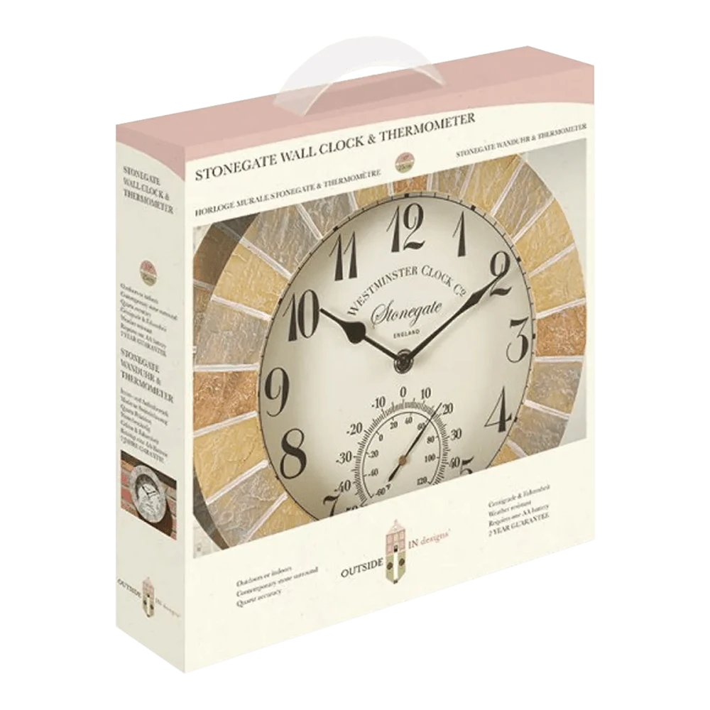 Buitenklok Stonegate - 2in1 - 25cm 4 Buitenklok Stonegate - 2in1 - 25cm - Afbeelding 2