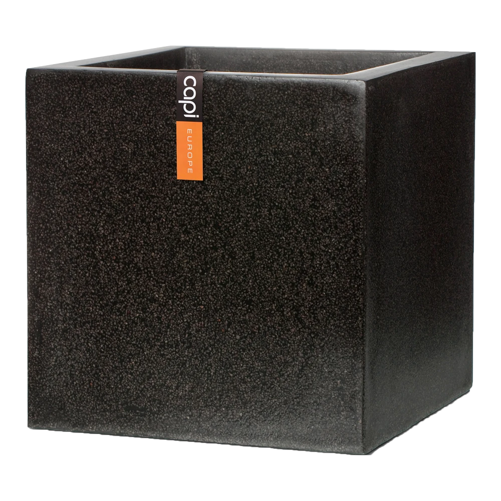 Capi Plantenbak Vierkant Lux Terrazo - L20 X B20 X H20cm - Zwart