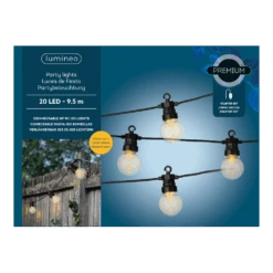 Lumineo Feestverlichting Lichtsnoer - Bolvorm - 950cm - 20 LEDS - Klassiek Warm
