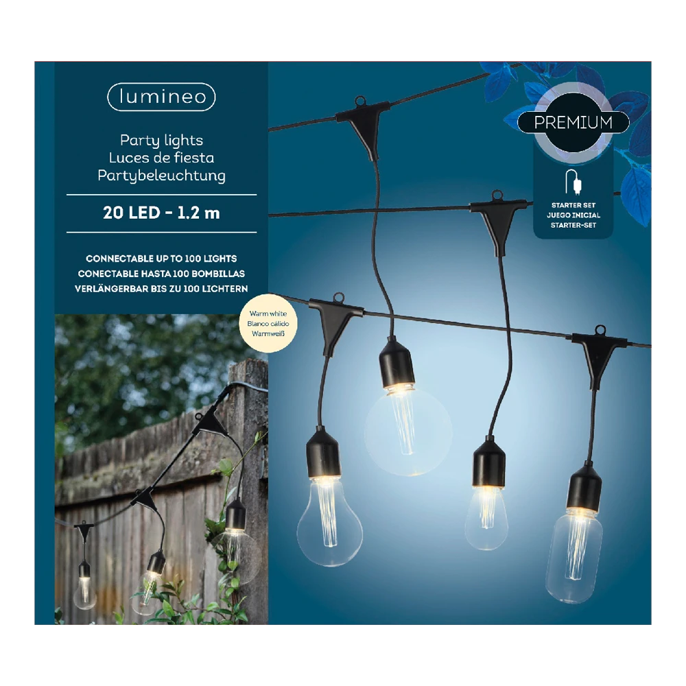 Lumineo Feestverlichting Lichtsnoer - Classic Vorm - 950cm - 20 LEDS - Klassiek Warm 3 Lumineo Feestverlichting Lichtsnoer - Classic Vorm - 950cm - 20 LEDS - Klassiek Warm