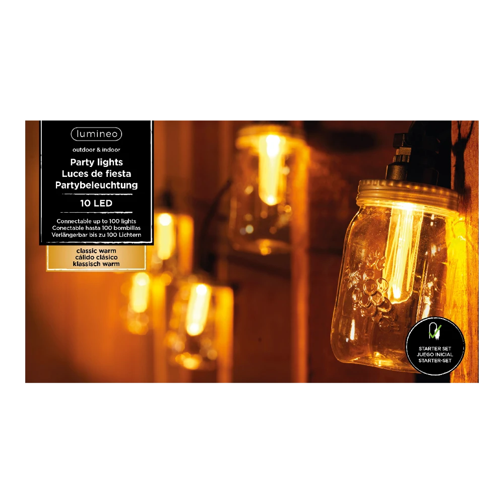 Lumineo Feestverlichting Lichtsnoer Weckpotjes - 950cm - 20 LEDS - Klassiek Warm 3 Lumineo Feestverlichting Lichtsnoer Weckpotjes - 950cm - 20 LEDS - Klassiek Warm