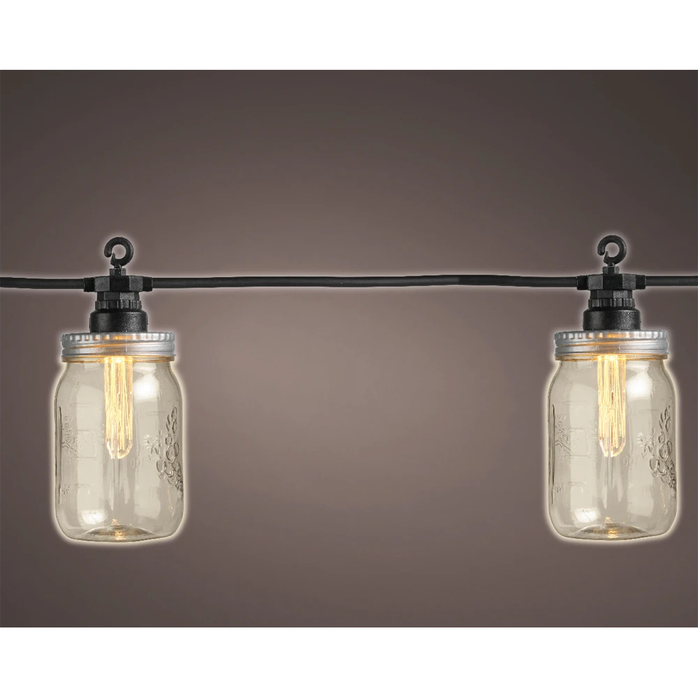 Lumineo Feestverlichting Lichtsnoer Weckpotjes - 950cm - 20 LEDS - Klassiek Warm 4 Lumineo Feestverlichting Lichtsnoer Weckpotjes - 950cm - 20 LEDS - Klassiek Warm - Afbeelding 2