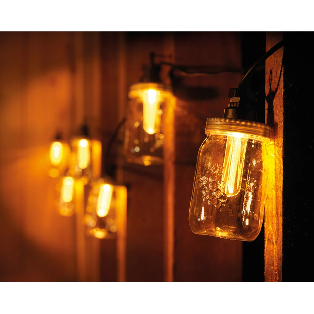 Lumineo Feestverlichting Lichtsnoer Weckpotjes - 950cm - 20 LEDS - Klassiek Warm 5 Lumineo Feestverlichting Lichtsnoer Weckpotjes - 950cm - 20 LEDS - Klassiek Warm - Afbeelding 3