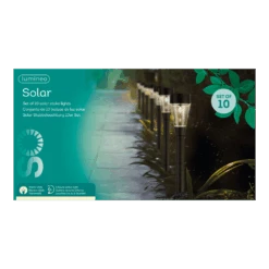 Lumineo LED Solar Tuinlamp - D6 X H32cm - Zwart - 10st.