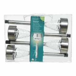 Lumineo LED Solar Tuinlamp - RVS - D7 X H27cm - 4st.