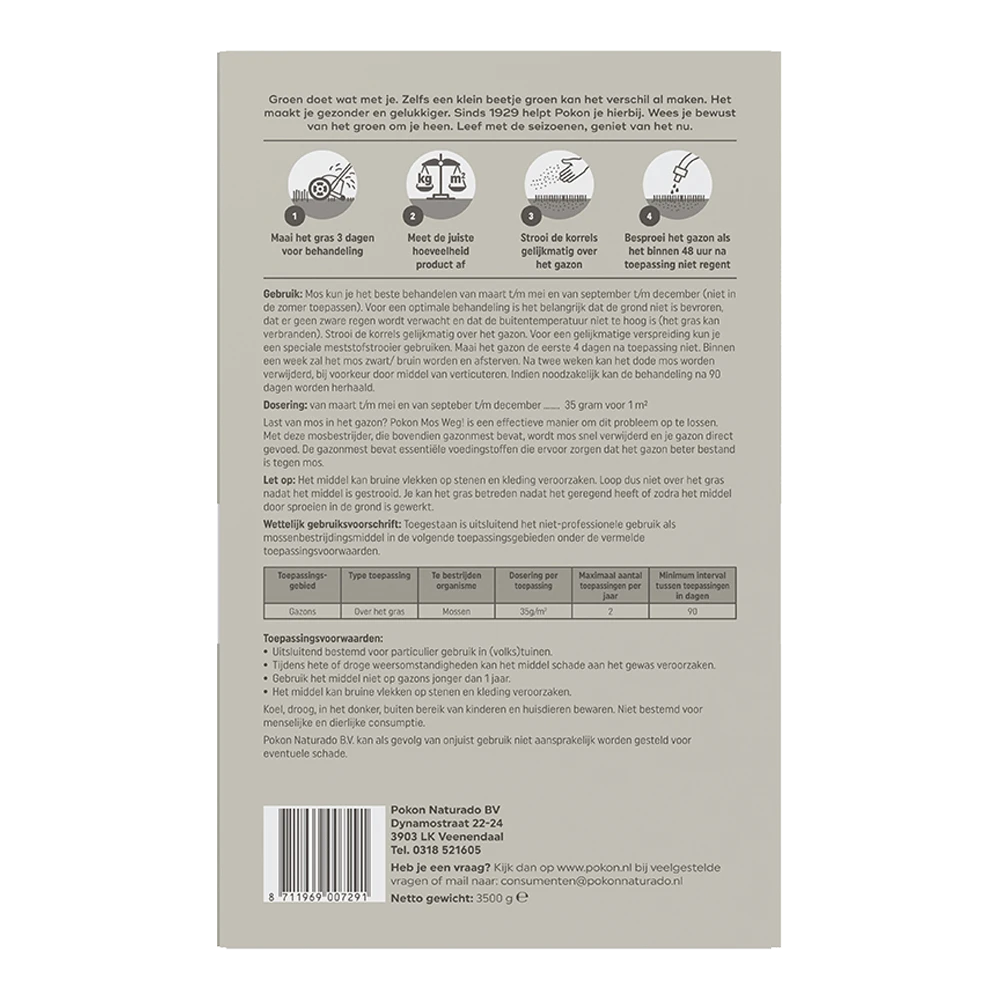 Pokon Mos Weg! 3,5kg Voor 100mu00b2 - Onkruid En Aanslag - Afbeelding 2