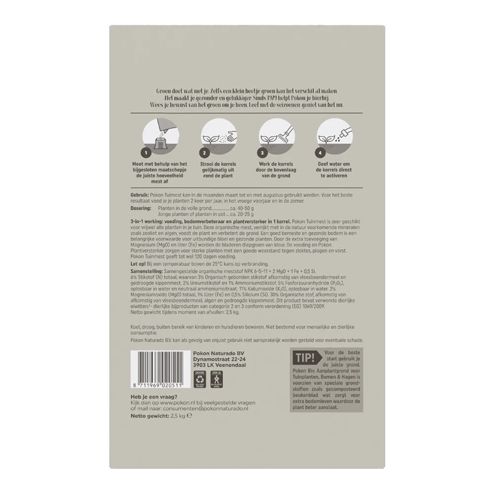 Pokon Tuinmest 2,5kg - Tuinplanten Voeding, Gazonmeststof 4 Pokon Tuinmest 2,5kg - Tuinplanten Voeding, Gazonmeststof - Afbeelding 2