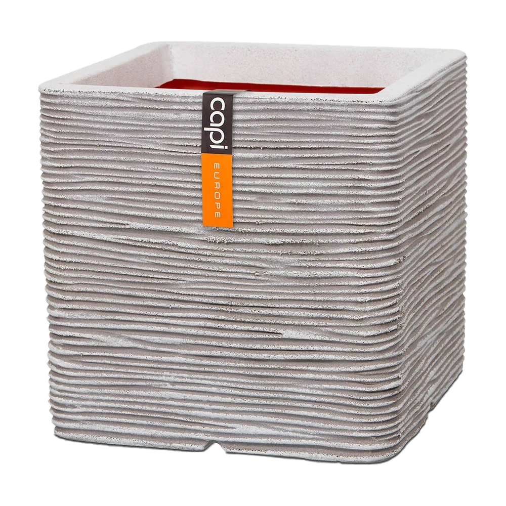 Capi Plantenbak Vierkant Nature Rib NL - L50 X B50 X H50cm - Ivoor 3 Capi Plantenbak Vierkant Nature Rib NL - L50 X B50 X H50cm - Ivoor