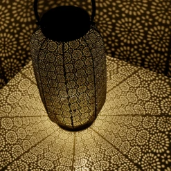 Lumineo Solar Lantaarn - LED - D20 X H36cm - Zwart/Goud -Tuinbenodigdheden solar lantaarn led d20 x h36cm zwart goud solar 4 3