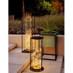 Lumineo Solar Lantaarn - LED - D20 X H49cm - Zwart -Tuinbenodigdheden solar lantaarn led d20 x h49cm zwart solar 3 3