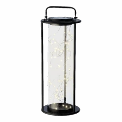 Lumineo Solar Lantaarn - LED - D20 X H49cm - Zwart -Tuinbenodigdheden solar lantaarn led d20 x h49cm zwart solar 5 3