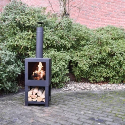 Tuinhaard Met Houtopslag - Fancy Flames -Tuinbenodigdheden tuinhaard met houtopslag fancy flames 6
