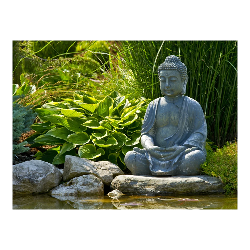 Tuinposter Buddha Met Hosta - L - 120x90cm 3 Tuinposter Buddha Met Hosta - L - 120x90cm