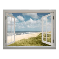 Tuinposter Strand Kozijn - L - 120x90cm