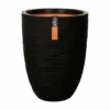 Capi Bloempot Nature Elegant Rib NL - D46 X H58cm - Zwart 2 Capi Bloempot Nature Elegant Rib NL - D46 X H58cm - Zwart -Tuinbenodigdheden vaas elegant laag rib nl 46x58 zwart bloempot 1 4