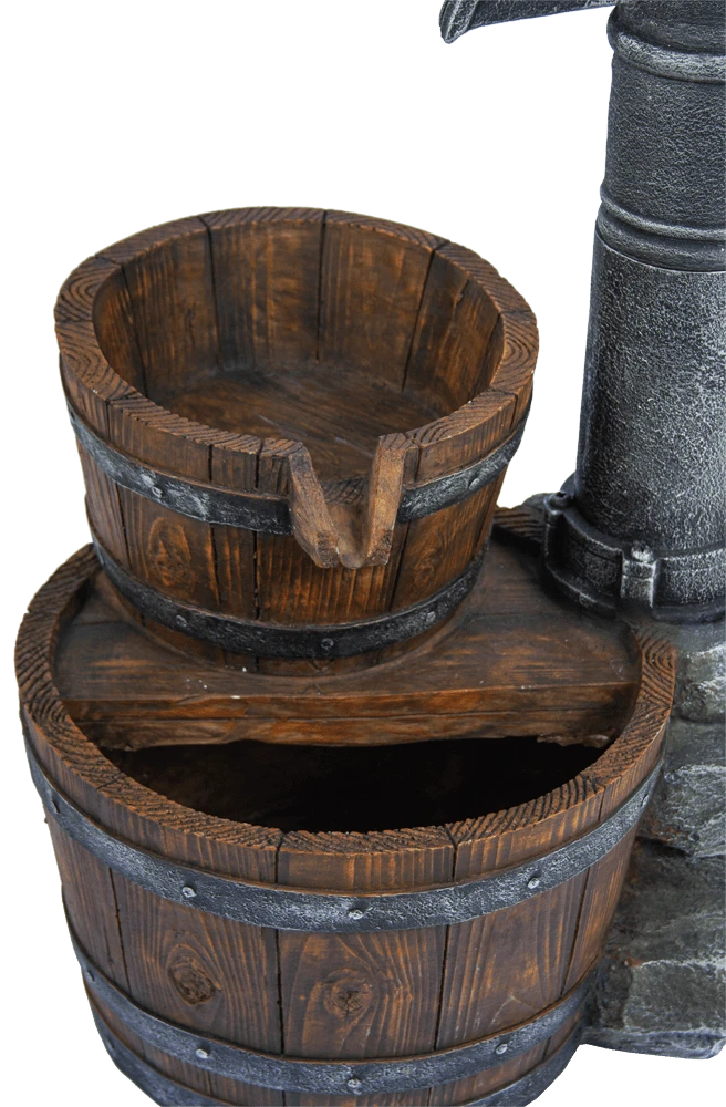 Waterornament Pomp Met Vaten - 74cm Hoog - Polystone 5 Waterornament Pomp Met Vaten - 74cm Hoog - Polystone - Afbeelding 3